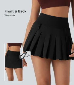 Mini Skirts|Skirts<HALARA SoftlyZero™ QuickDry High Waisted Pleated Mini 2-in-1 Skirt with Pocket-Front and Back Wearable