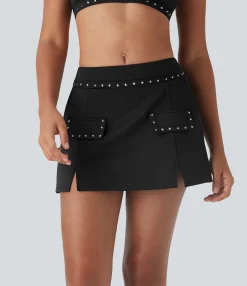 Mini Skirts|Active Skirts<HALARA SoftlyZero™ QuickDry Mid Rise 2-in-1 Studded Mini Pickleball Skirt with Pockets