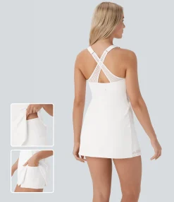 Active Dresses|Dresses<HALARA SoftlyZero™ QuickDry Perforated 2-Piece Set Pocket Micro Yoga Active Dress