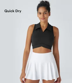 Tank Tops & Camis|Tank Tops<HALARA SoftlyZero™ QuickDry Polo Collar V Neck Racerback Cropped Tennis Tank Top