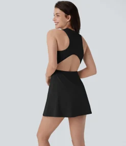 Mini Dresses|Active Dresses<HALARA SoftlyZero™ QuickDry Racerback Zipper 2-Piece Set Pocket Mini Golf Active Dress-Golf Tee Pocket