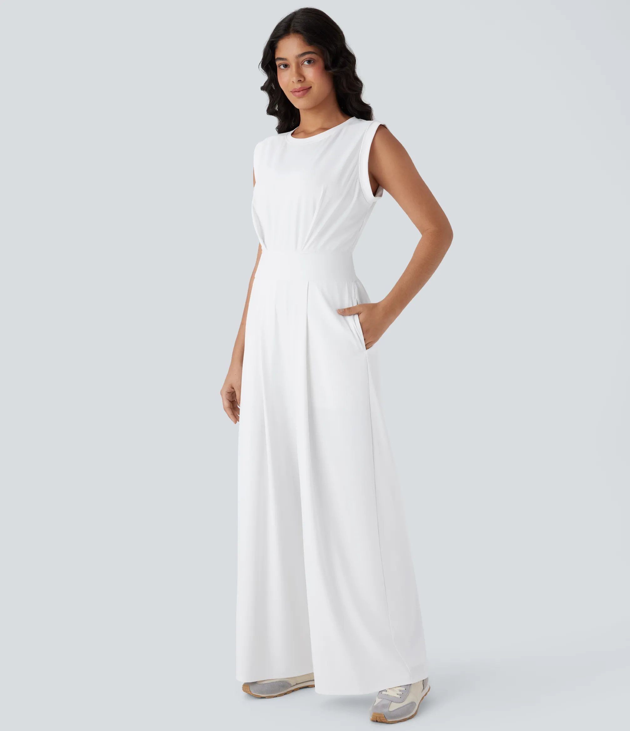 Jumpsuits<HALARA SoftlyZero™ QuickDry Round Neck Sleeveless Keyhole Pocket Yoga Jumpsuit-Easy Peezy Edition