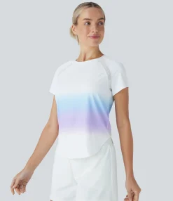 Sports Tops|Sports Tops<HALARA SoftlyZero™ QuickDry Round Neck Short Sleeve Gradient Running Sports Top