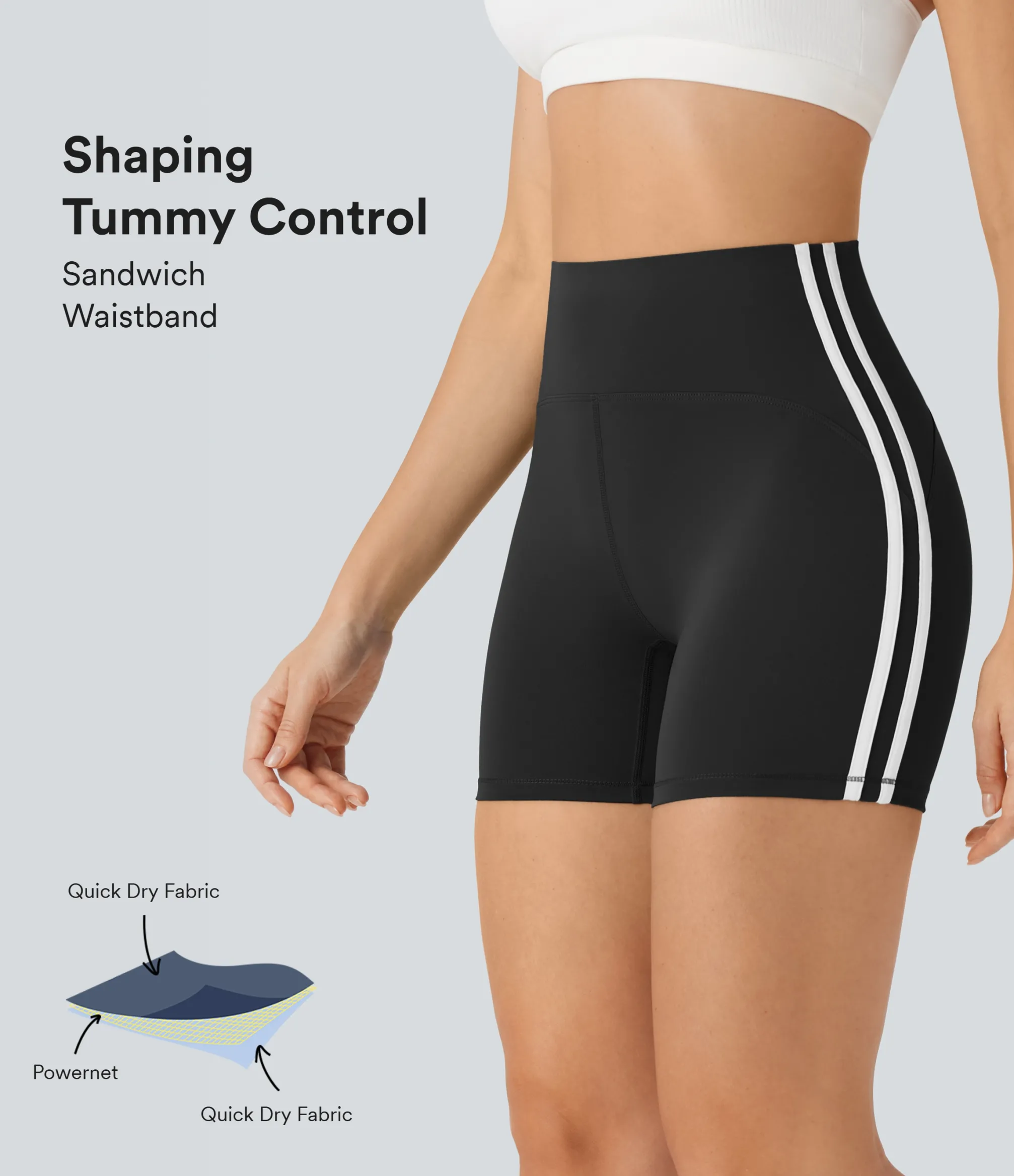 5'' Shorts|Active Shorts<HALARA SoftlyZero™ QuickDry SoCinched High Waisted Tummy Control Color Block Yoga Biker Shorts 5''