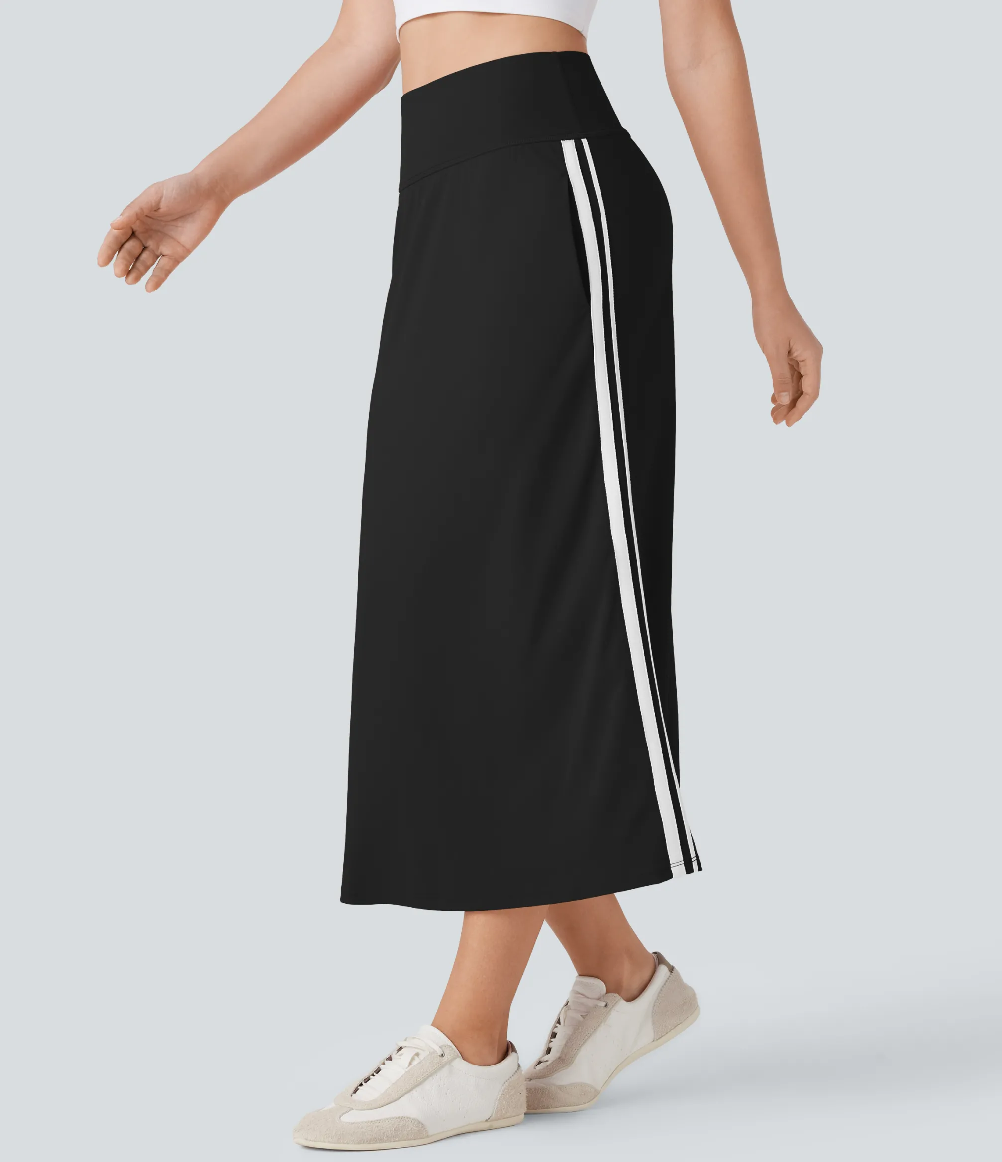 Skirts<HALARA SoftlyZero™ QuickDry SoCinched High Waisted Tummy Control 2-in-1 Color Block Midi Workout Skirt with Pockets