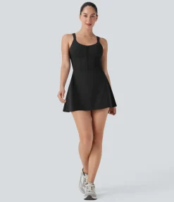 Mini Dresses|Active Dresses<HALARA SoftlyZero™ QuickDry Zip Corset 2-in-1 Mini Dance Active Dress with Pockets-Easy Peezy Edition