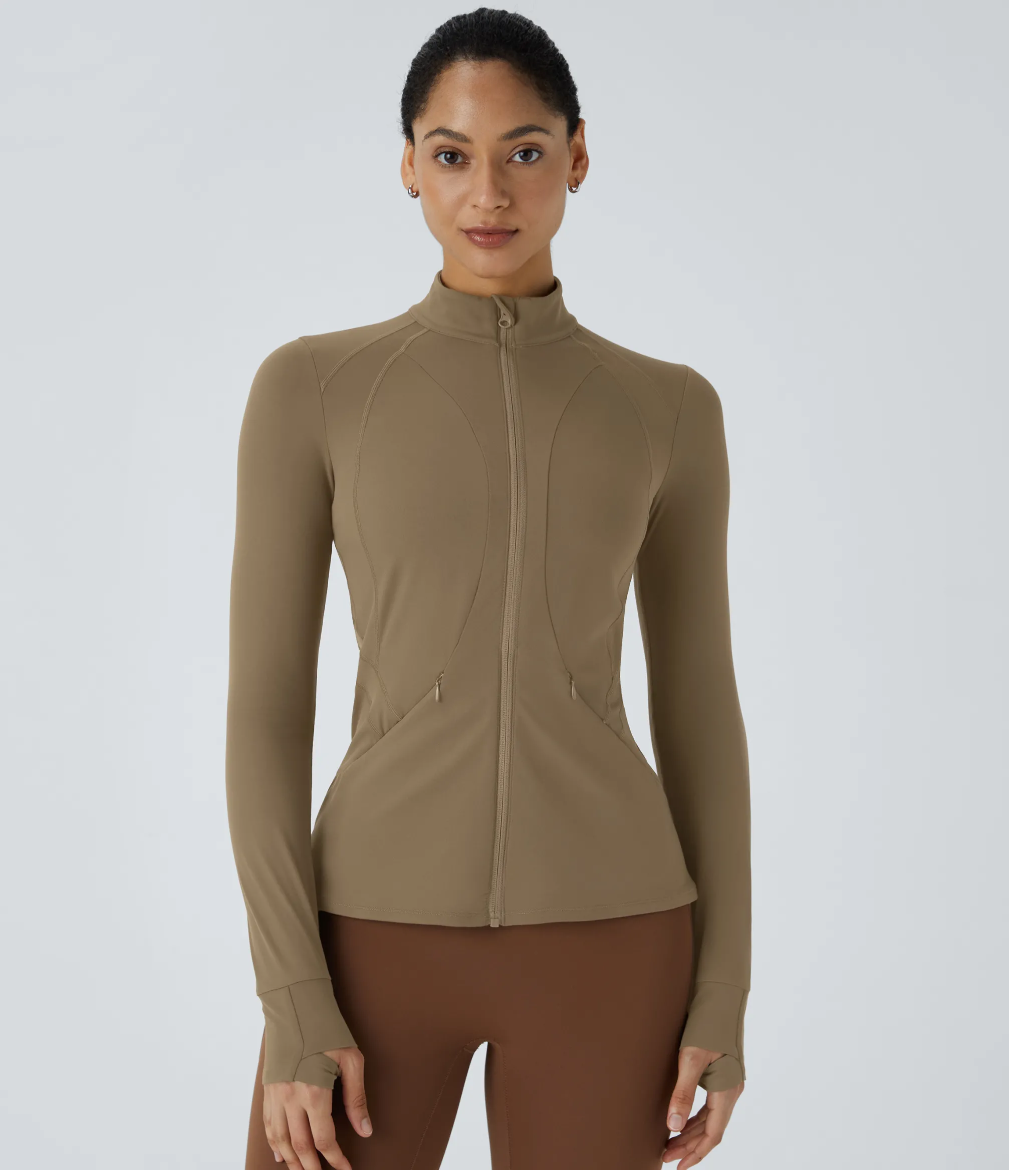 Jackets & Outerwear<HALARA SoftlyZero™ Stand Collar Zipper Thumb Hole Pocket Yoga Jacket-UPF50+