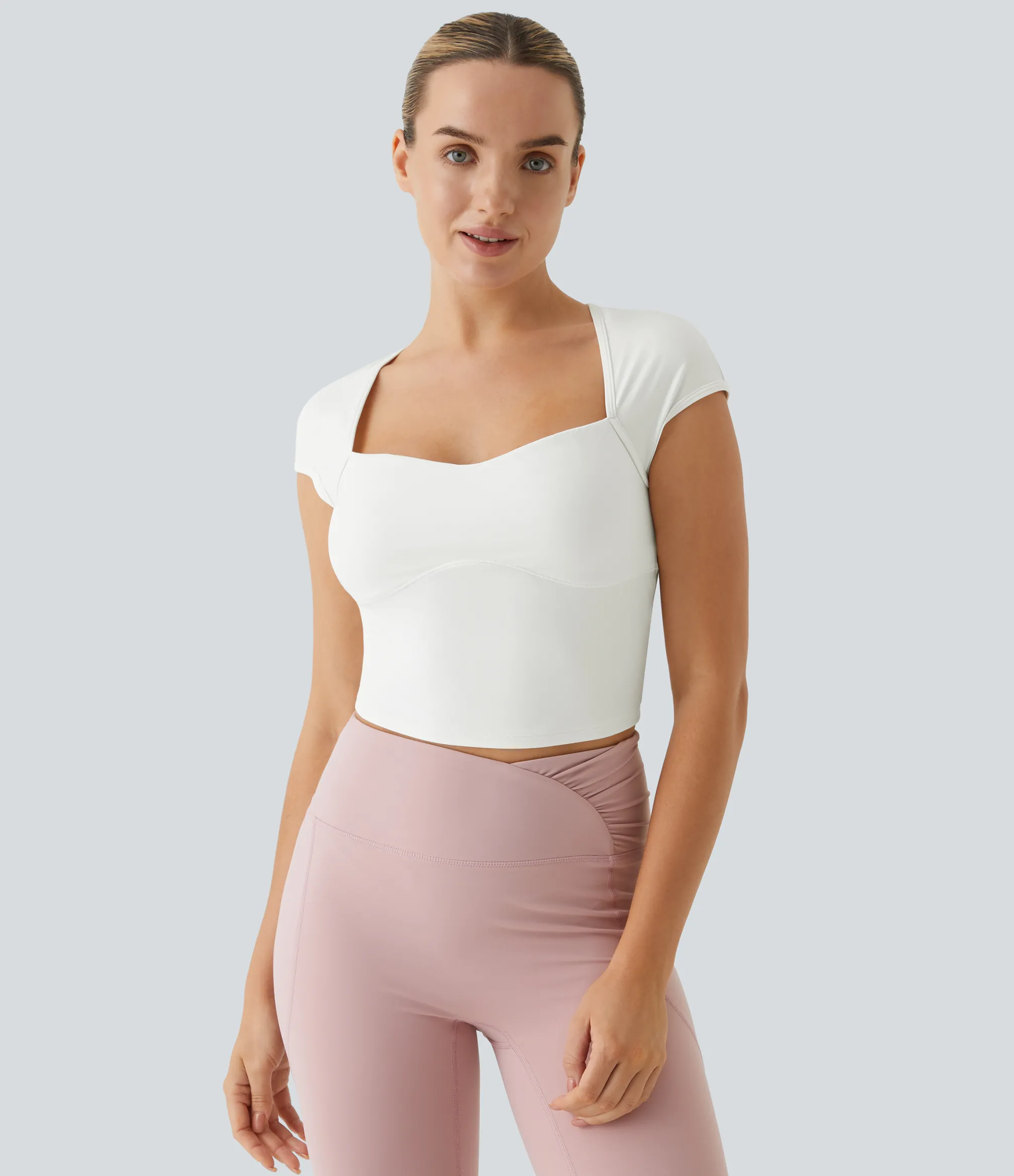 Yoga Tops|Sports Tops<HALARA SoftlyZero™ Sweetheart Neck Cut Out Cropped Slim Yoga Sports Top-UPF50+
