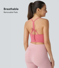 Yoga Tops|Tank Tops & Camis<HALARA SoftlyZero™ Tie Back Cropped Yoga Tank Top-UPF50+