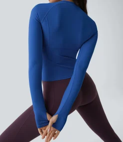 Yoga Tops|Sports Tops<HALARA Solid Thumb Hole Yoga Sports Top