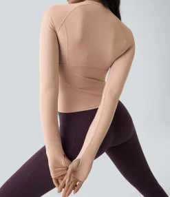 Yoga Tops|Sports Tops<HALARA Solid Thumb Hole Yoga Sports Top
