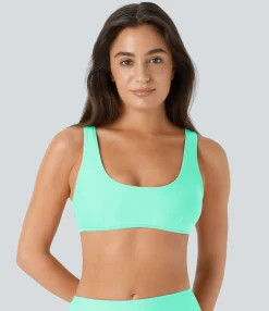 Beachwear<HALARA Solid U Neck Bikini Top Swimsuit