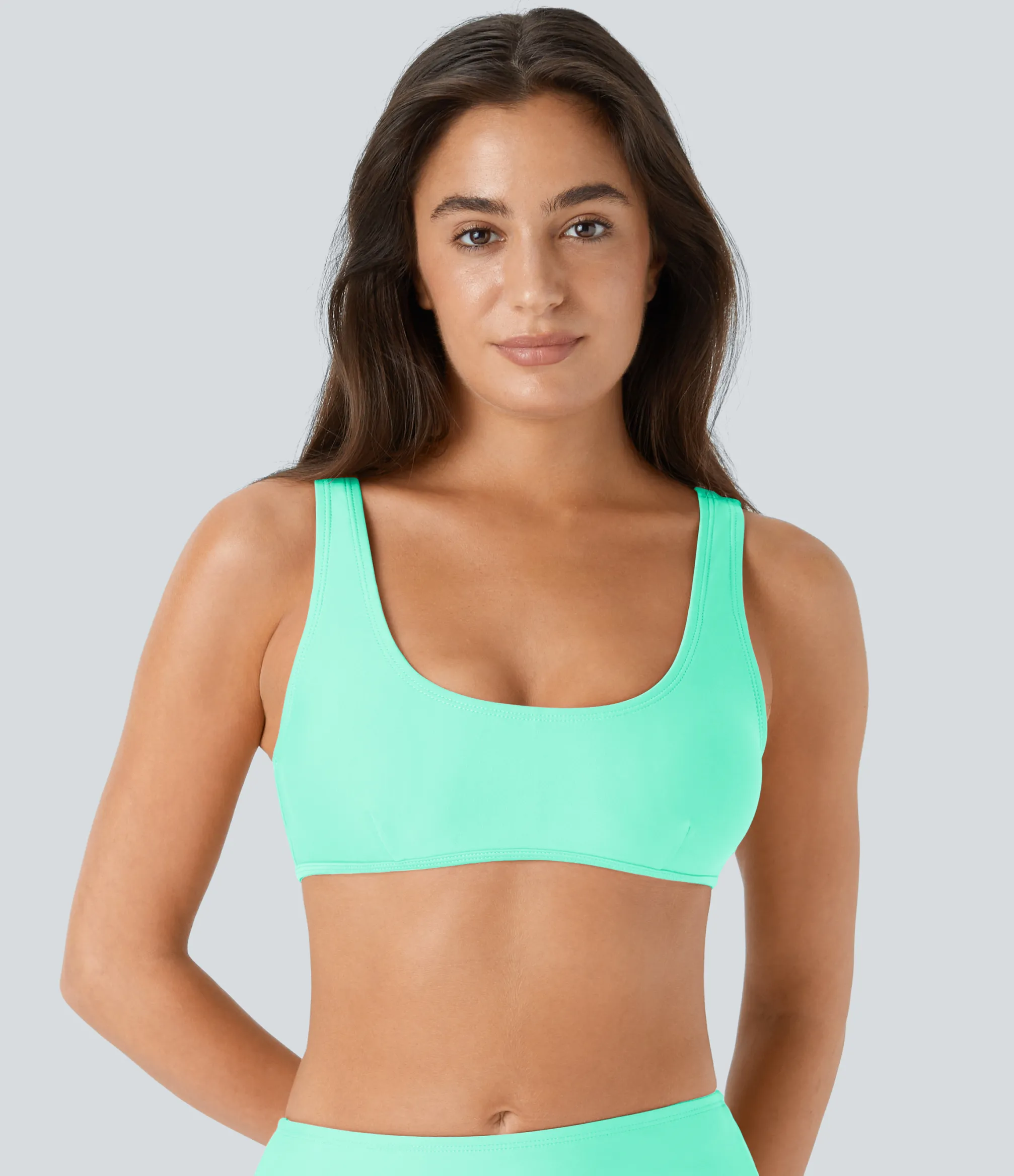 Beachwear<HALARA Solid U Neck Bikini Top Swimsuit