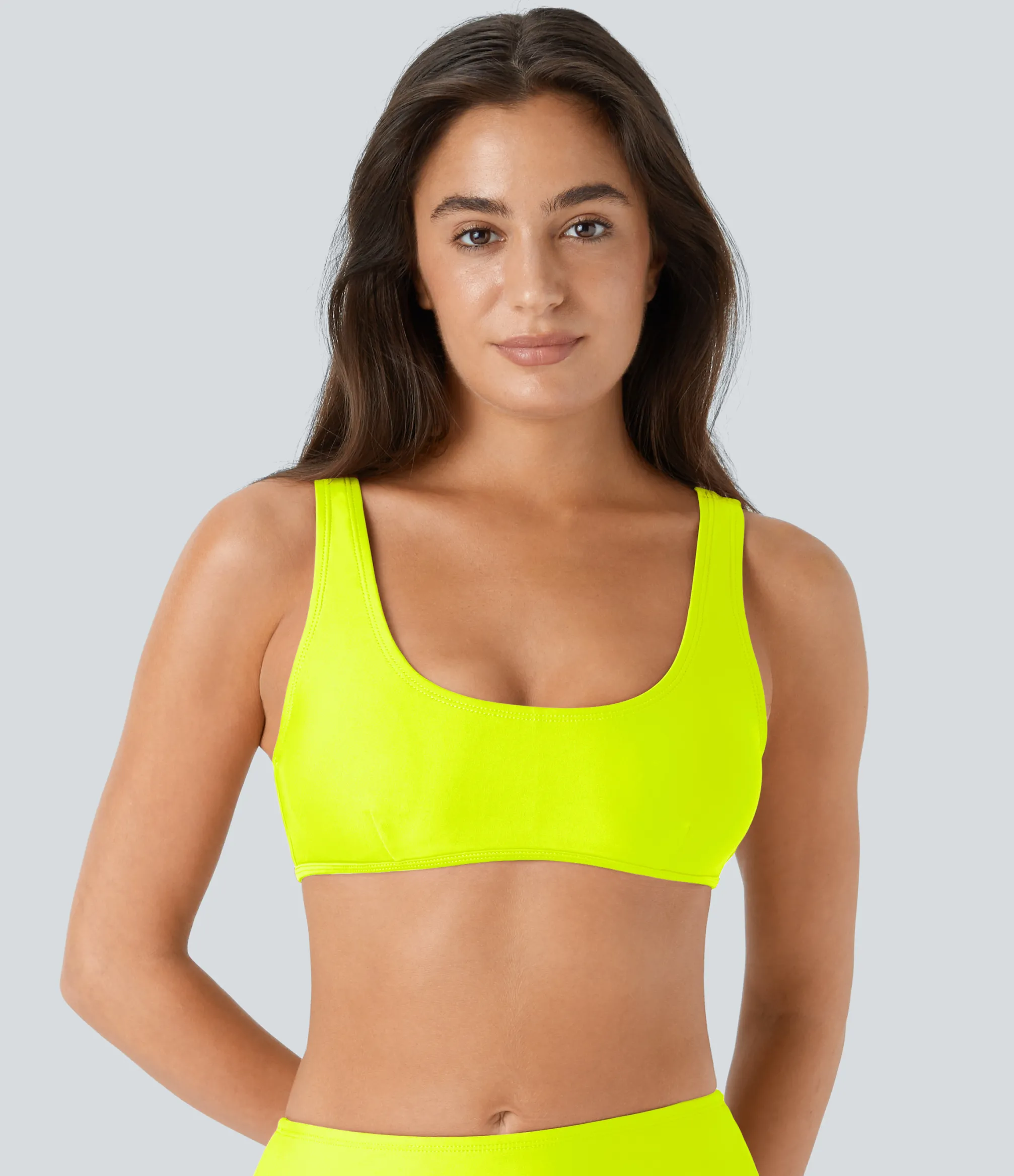 Beachwear<HALARA Solid U Neck Bikini Top Swimsuit
