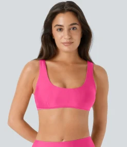 Beachwear<HALARA Solid U Neck Bikini Top Swimsuit