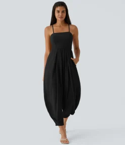 Jumpsuits<HALARA Spaghetti Strap Lace Up Pocket Jumpsuit