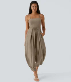 Jumpsuits<HALARA Spaghetti Strap Lace Up Pocket Jumpsuit