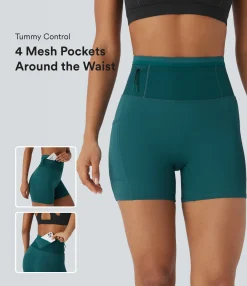 5'' Shorts|Active Shorts<HALARA SpeedWave™ High Waisted Tummy Control Contrast Mesh Quick Dry Running Biker Shorts 5'' with 360° Pockets