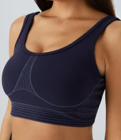 Sports Bras|Sports Bras<HALARA SpeedWave™ Medium Support U Neck Striped Quick Dry Workout Sports Bra