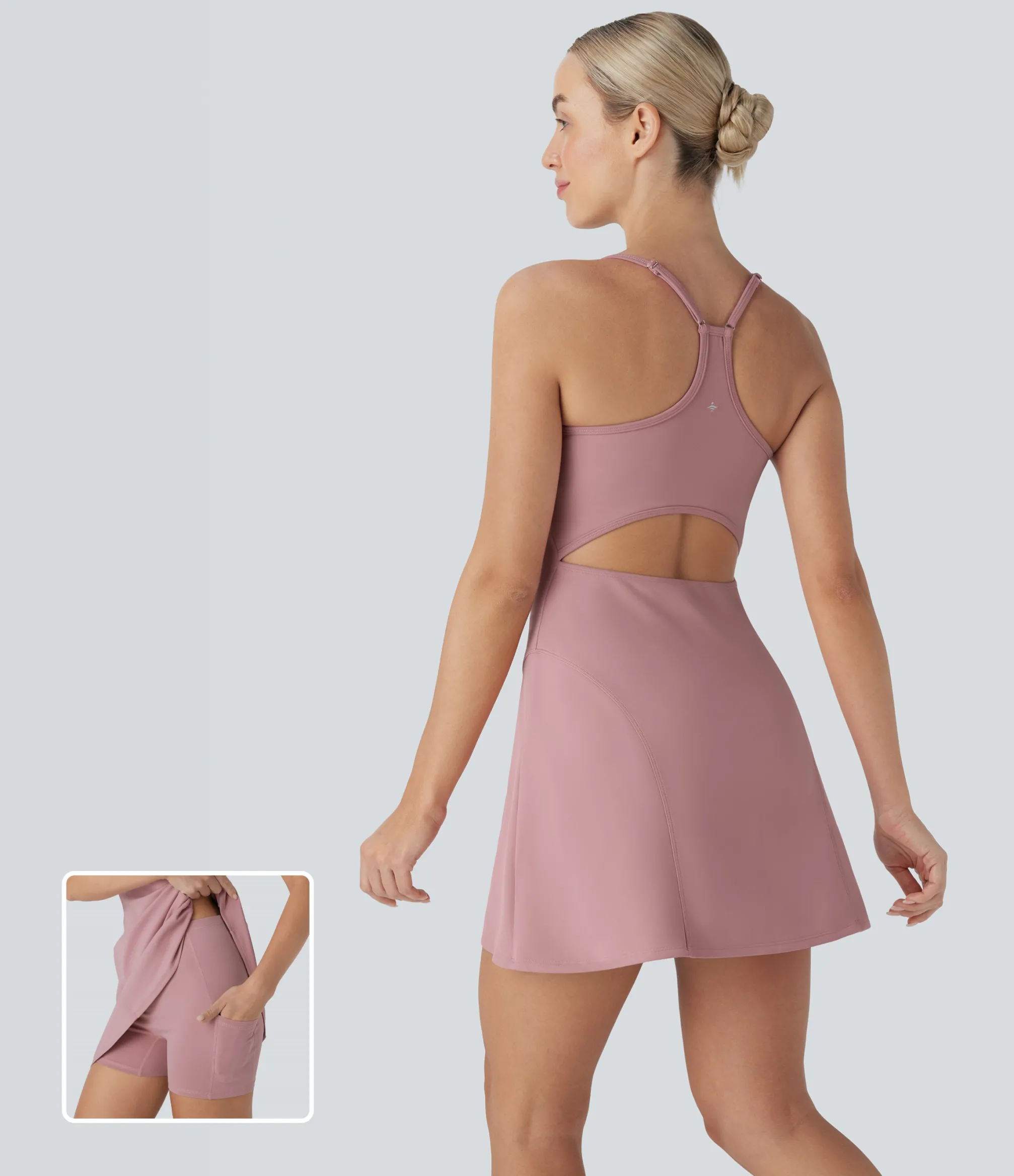 Dresses|Mini Dresses<HALARA SpeedWave™ Racerback Cut Out 2 Piece Mini Quick Dry Hiking Active Slip Dress with Pockets