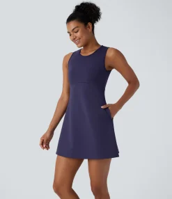 Mini Dresses|Active Dresses<HALARA SpeedWave™ Round Neck Sleeveless Pocket Mini Quick Dry Hiking Dress