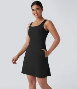 Dresses|Mini Dresses<HALARA SpeedWave™ Square Neck Pocket Quick Dry Mini Hiking Active Dress