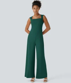 Jumpsuits<HALARA Square Neck Sleeveless Jumpsuit