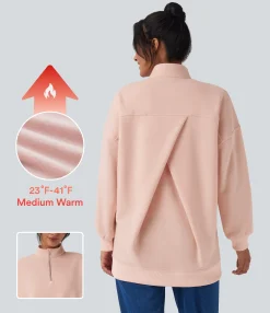 Sweatshirts & Hoodies<HALARA Stand Collar Half Zip Oversize Fleece Casual Sweatshirt with Pockets