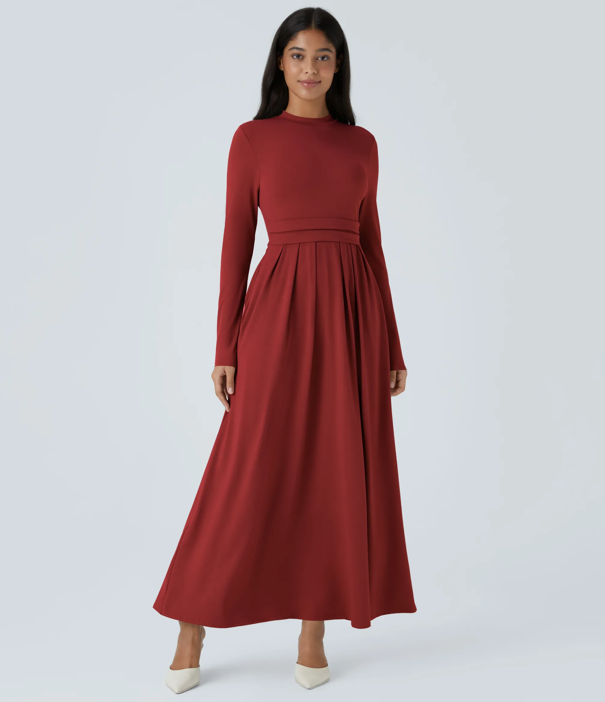 Maxi & Midi Dresses|Dresses<HALARA Stand Collar Long Sleeve Pocket Flare Maxi Casual Dress