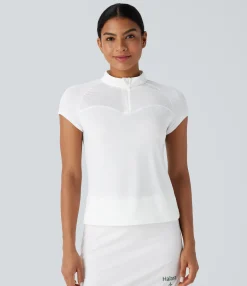 Sports Tops|Sports Tops<HALARA Stand Collar Zipper Contrast Mesh Quick Dry Golf Sports Top