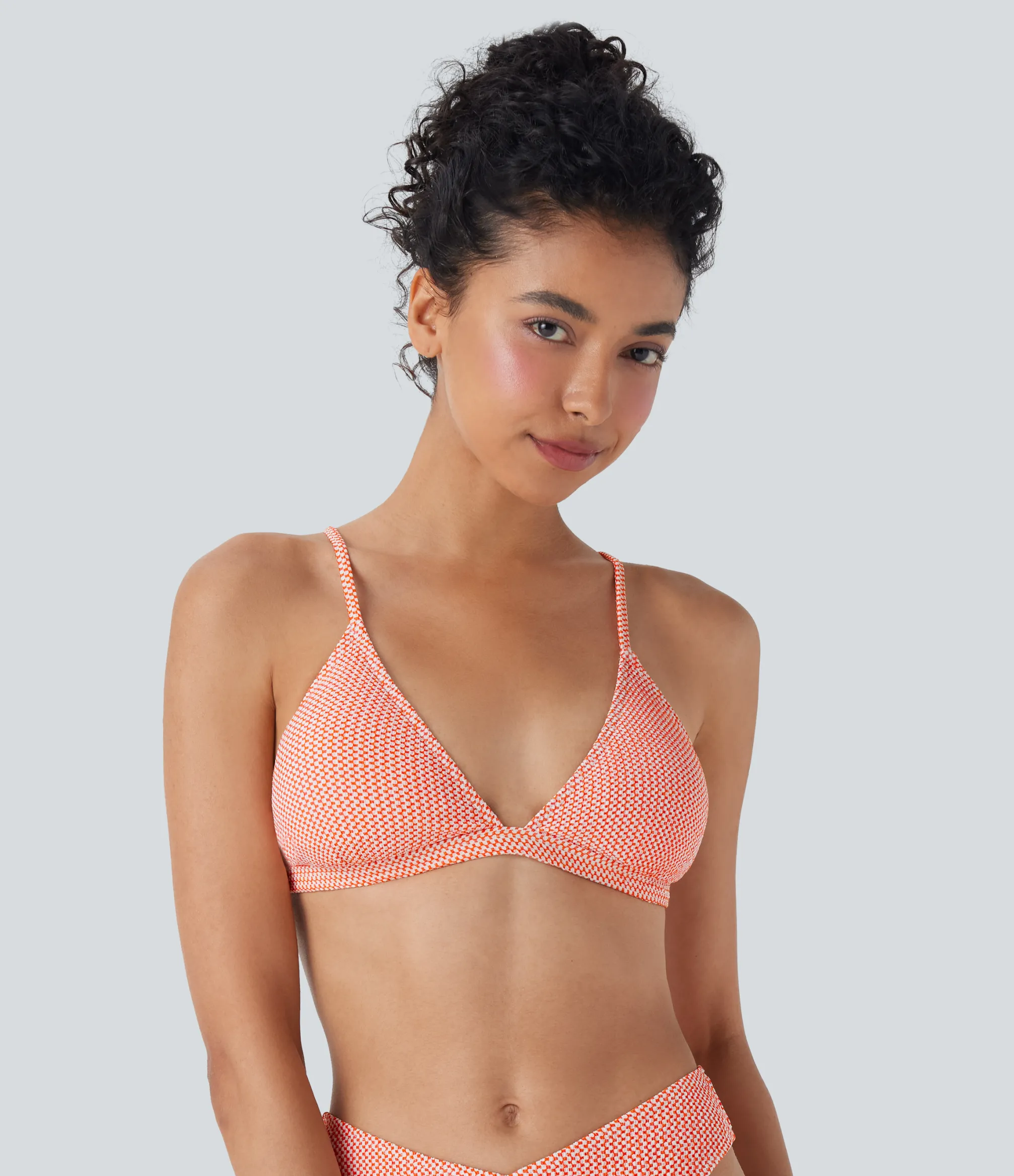 Beachwear<HALARA Tie Back Gingham Bikini Top Swimsuit