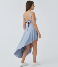 Maxi & Midi Dresses|Dresses<HALARA Tie Back 2-in-1 Pocket Asymmetric Hem Midi Casual Tank Dress