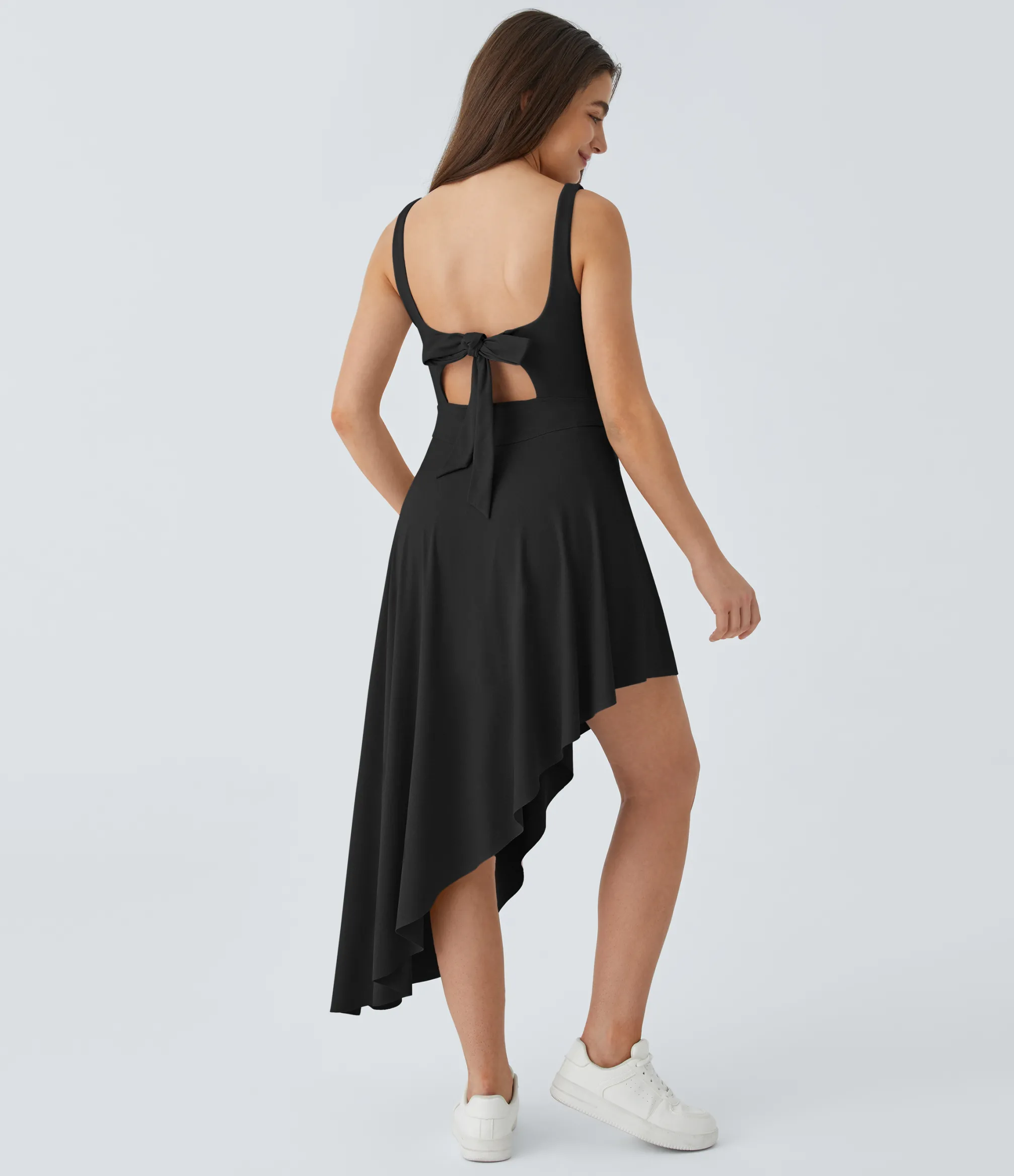 Maxi & Midi Dresses|Dresses<HALARA Tie Back 2-in-1 Pocket Asymmetric Hem Midi Casual Tank Dress