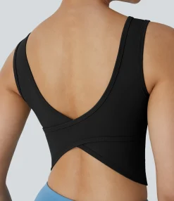 Casual Tops|Yoga Tops<HALARA U Neck Crossover Barre Ballet Dance Tank Top
