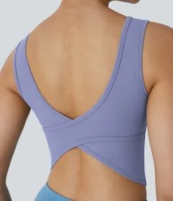 Casual Tops|Yoga Tops<HALARA U Neck Crossover Barre Ballet Dance Tank Top