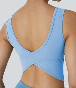 Casual Tops|Yoga Tops<HALARA U Neck Crossover Barre Ballet Dance Tank Top