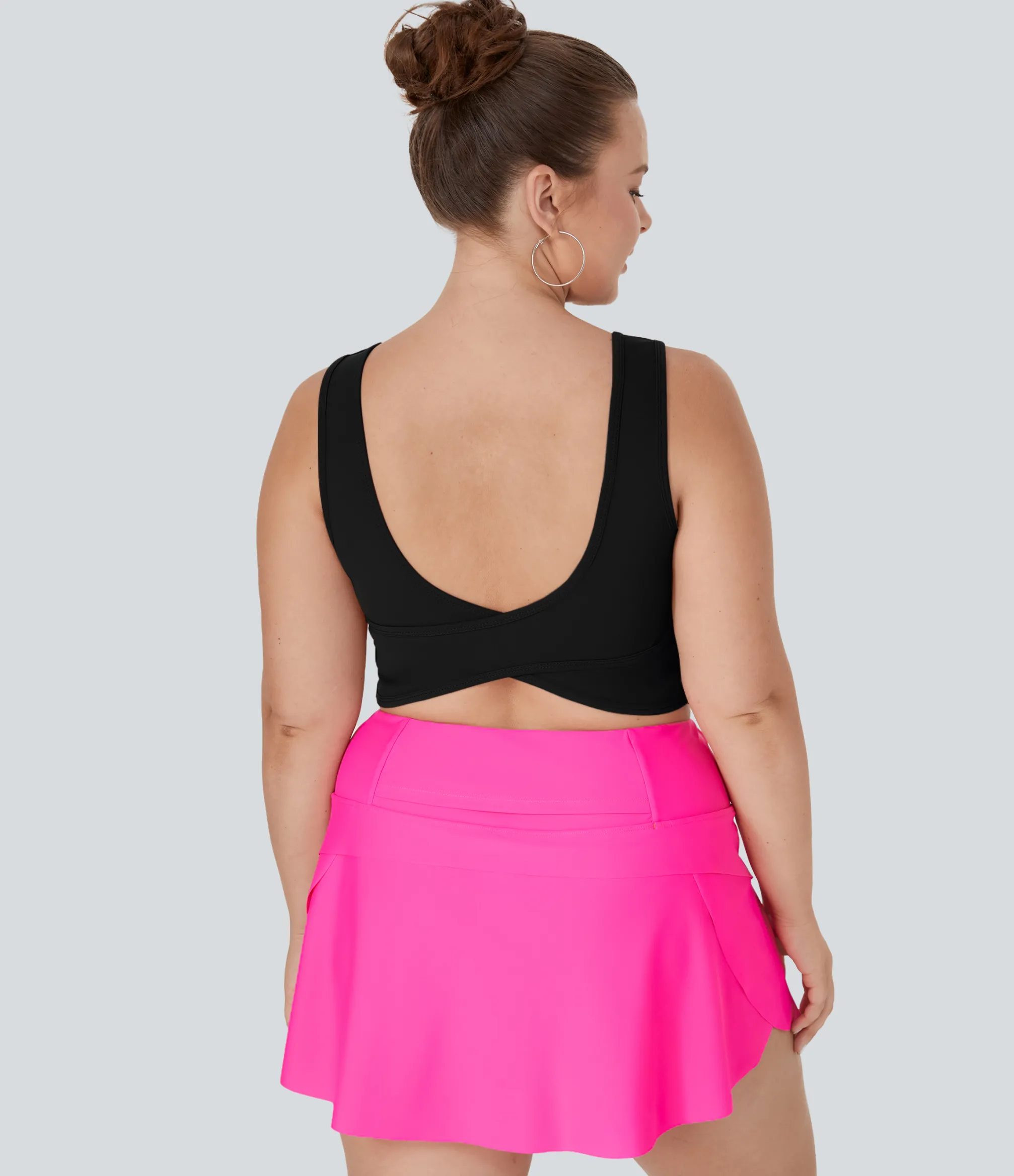Yoga Tops|Plus Size<HALARA U Neck Crossover Plus Size Barre Ballet Dance Tank Top
