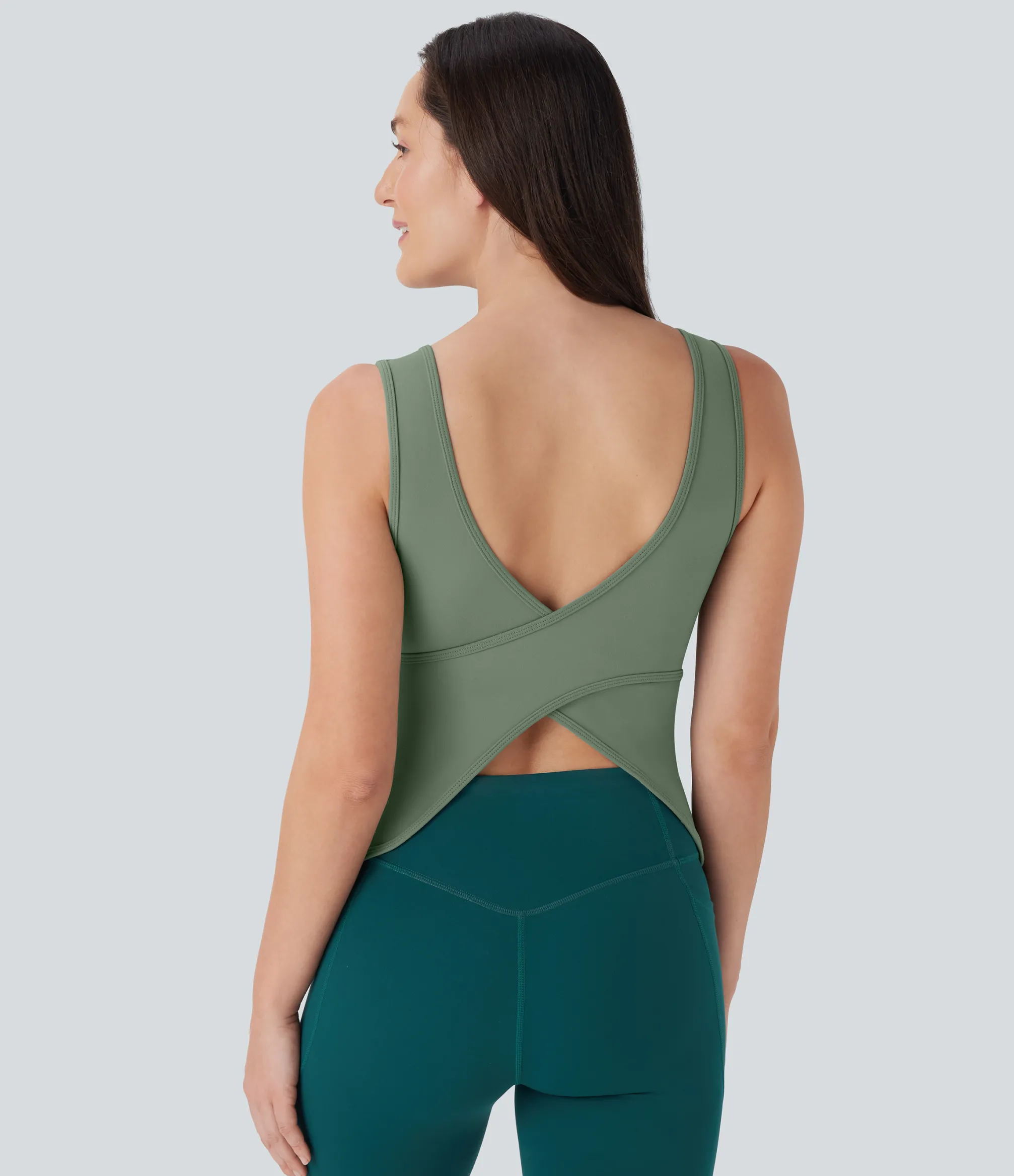 Tank Tops & Camis|Tank Tops<HALARA U Neck Crossover Yoga Tank Top-Longer Length