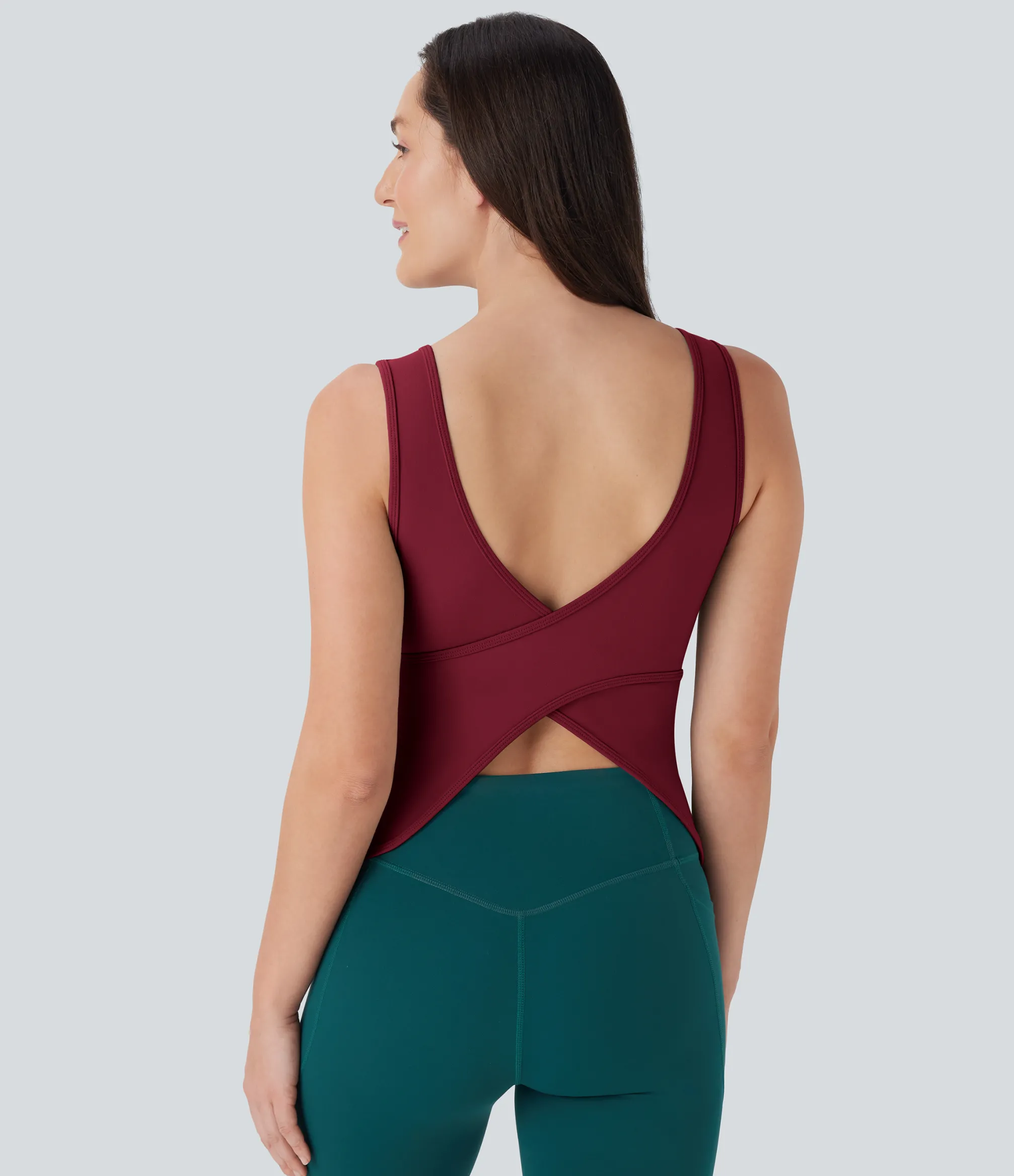 Tank Tops & Camis|Tank Tops<HALARA U Neck Crossover Yoga Tank Top-Longer Length