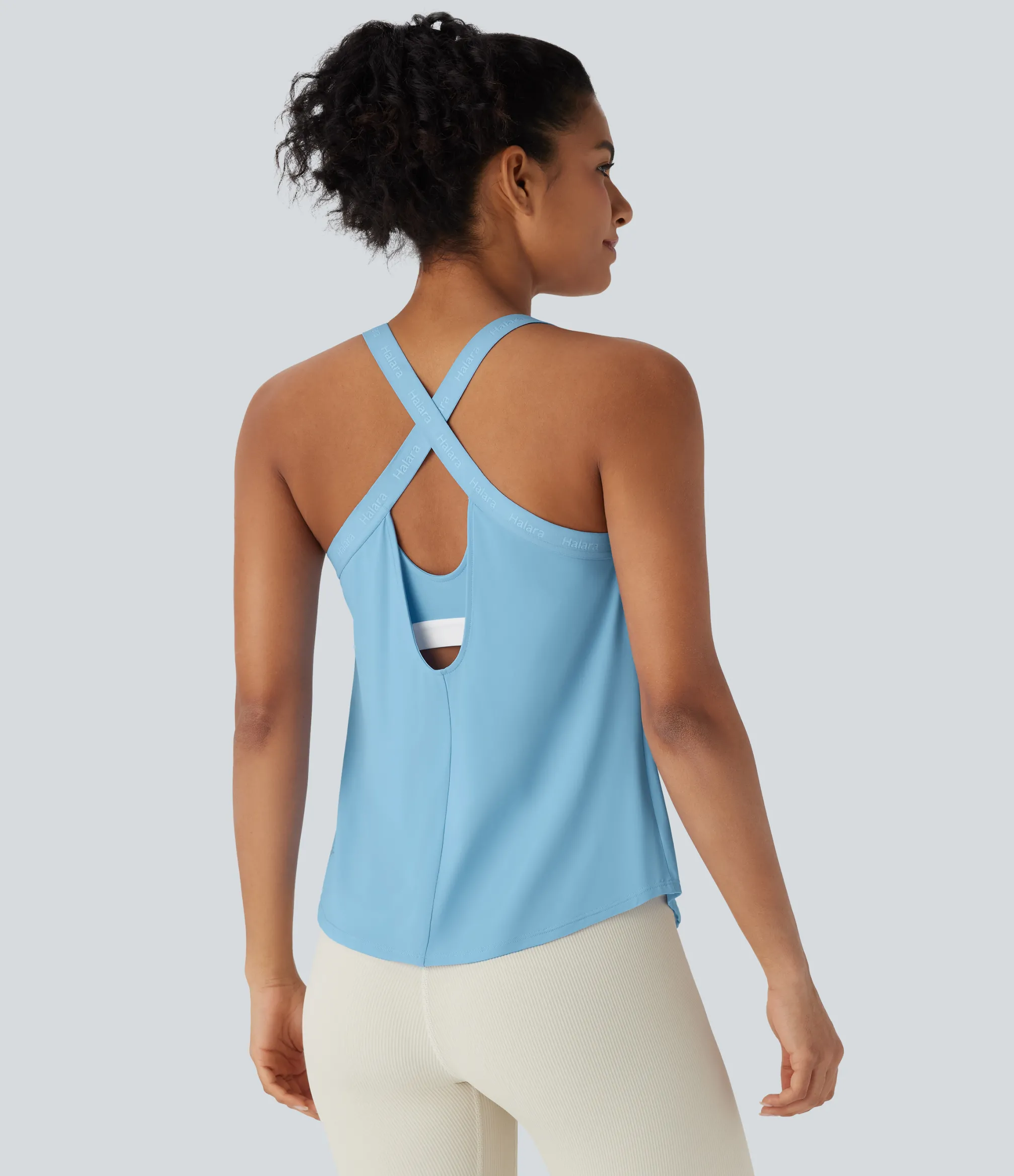 Yoga Tops|Tank Tops & Camis<HALARA U Neck Curved Hem Cool Touch Yoga Tank Top-UPF50+