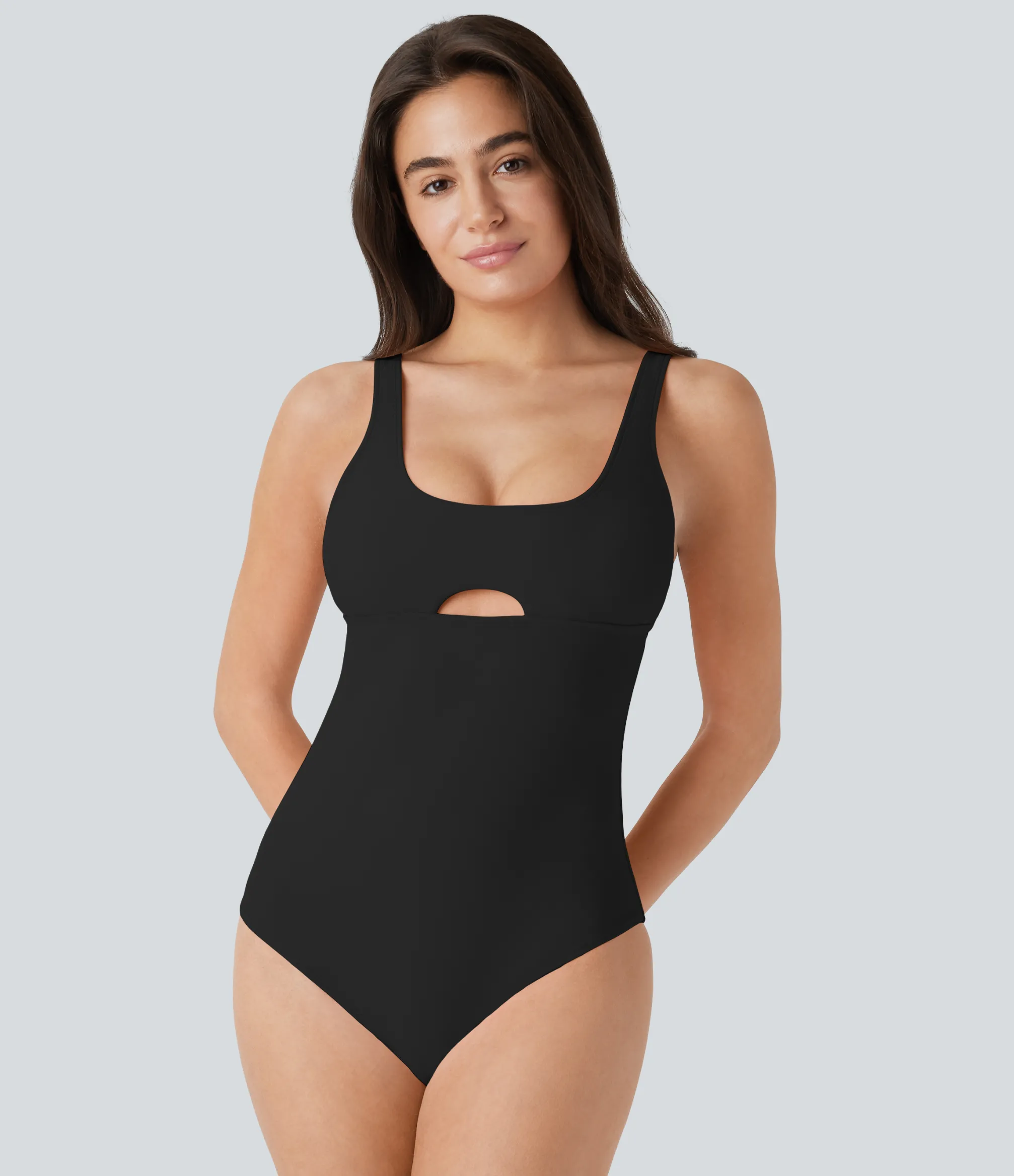 Beachwear<HALARA U Neck Cut Out One Piece Swimsuit