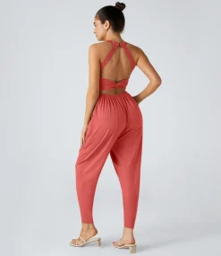 Jumpsuits<HALARA U Neck Pocket Harem Casual Jumpsuit-Easy Peezy Edition