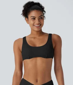 Beachwear<HALARA U Neck Texture Bikini Top Swimsuit