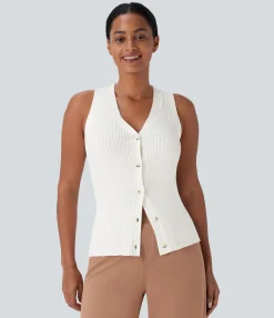 Sweaters|Jackets & Outerwear<HALARA V Neck Front Skinny Work Cardigan Vest