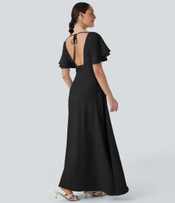 Dresses|Maxi & Midi Dresses<HALARA V Neck Short Sleeve Maxi Dress