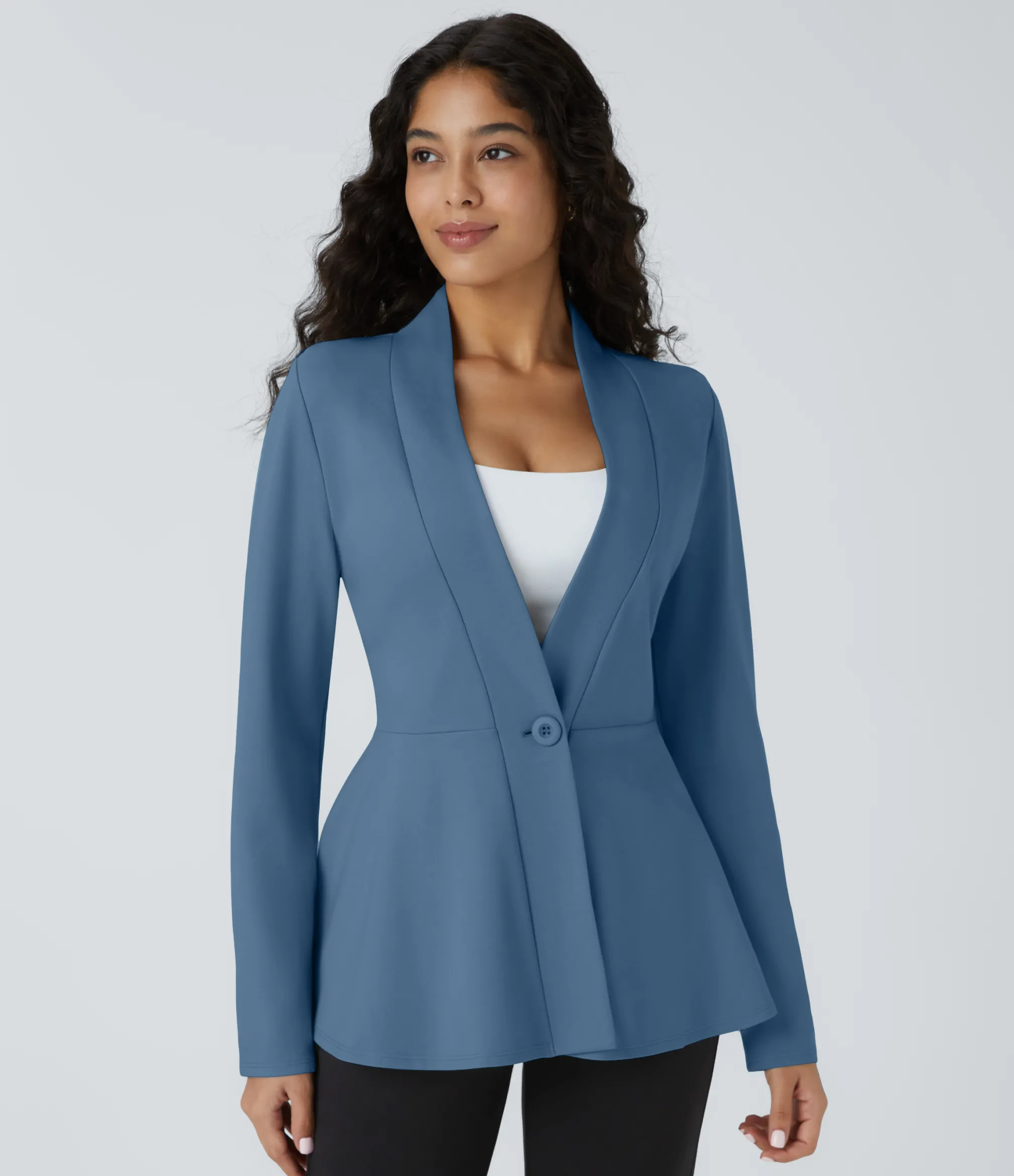 Work Tops|Jackets & Outerwear<HALARA V Neck Single Front Work Peplum Jacket
