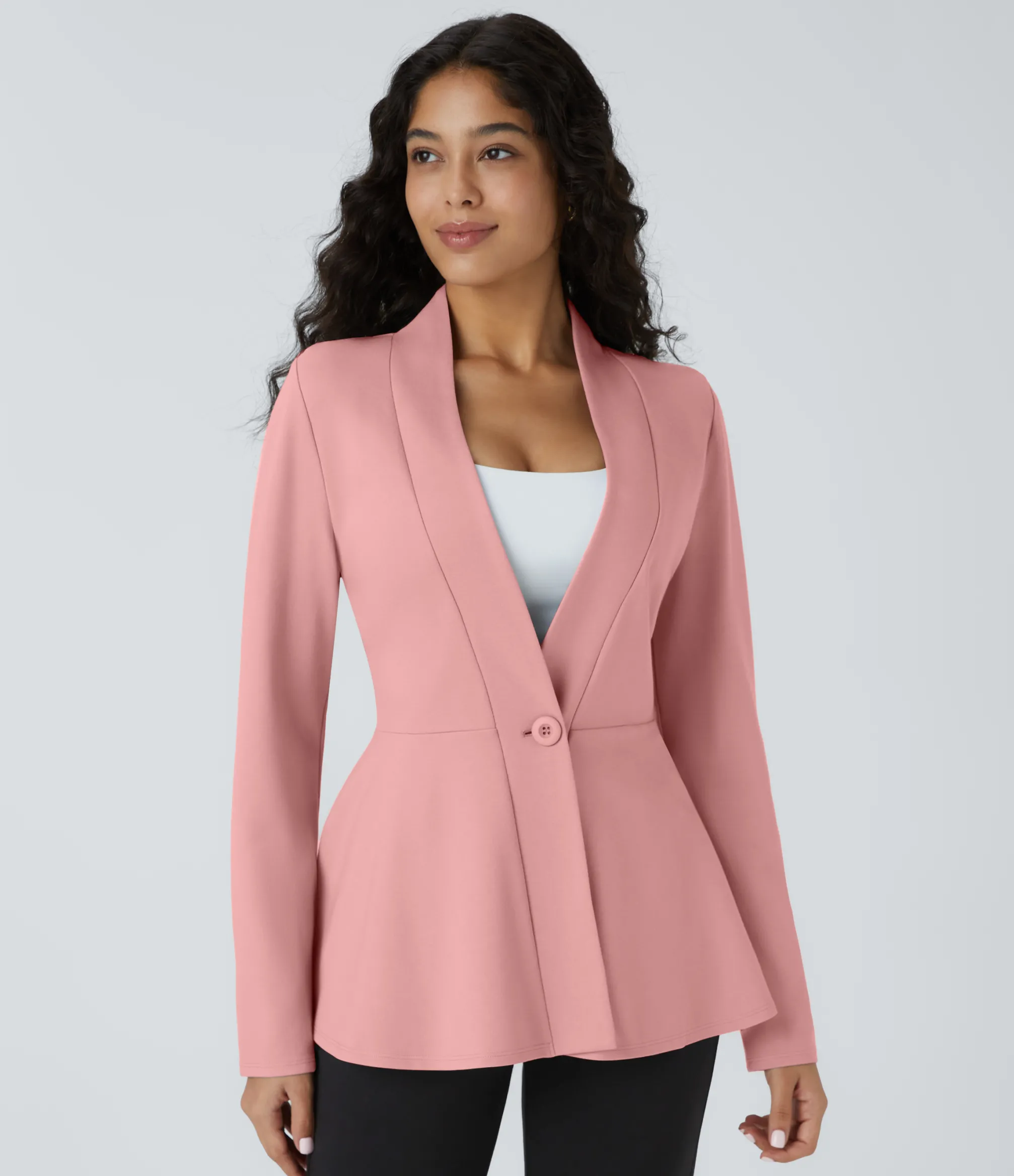 Work Tops|Jackets & Outerwear<HALARA V Neck Single Front Work Peplum Jacket