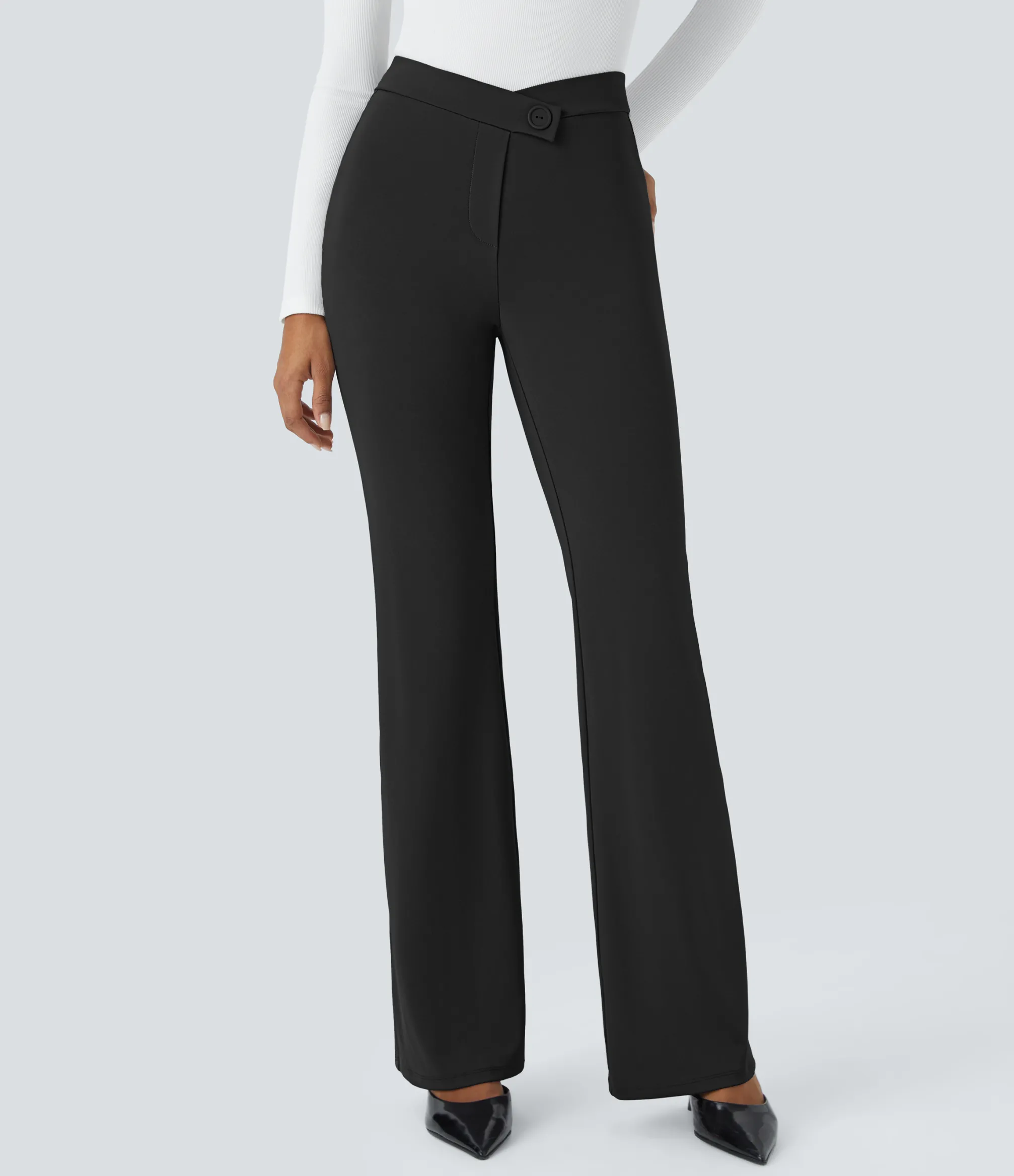 Pants|High-Waisted Pants<HALARA V Shaped High Waisted Decorative Pocket Work Pants