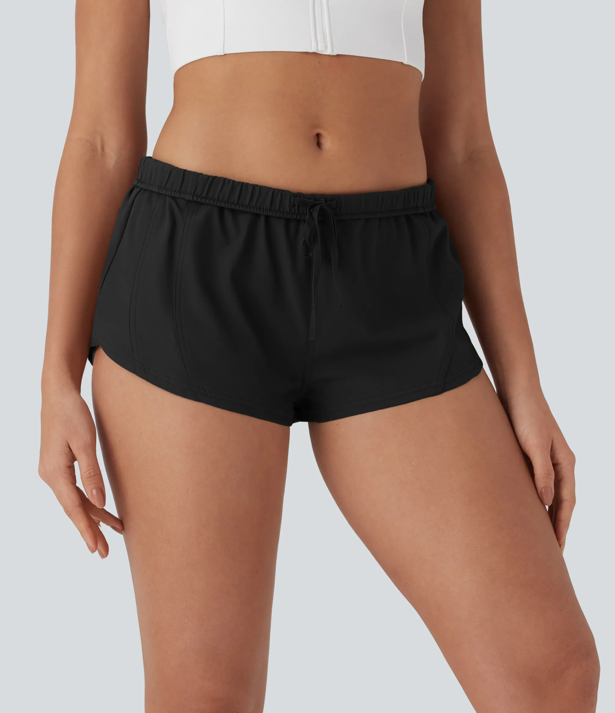 Active Shorts|Shorts<HALARA Water Repellent Foldover Low waist Drawstring 2-in-1 Twill Running Micro Shorts with Pocket