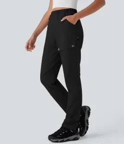 Pants|Cargo Pants<HALARA Water Repellent High Waisted Contrast Mesh Adjustable Hem Straight Leg Twill Hiking Cargo Pants with Pockets
